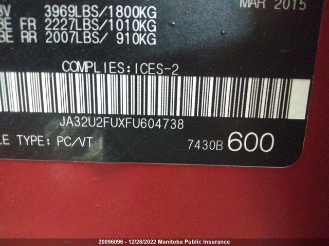 JA32U2FUXFU604738 Mitsubishi Lancer Limited