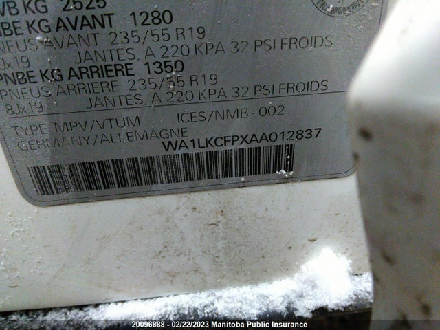WA1LKCFPXAA012837 Audi Q5 V6 