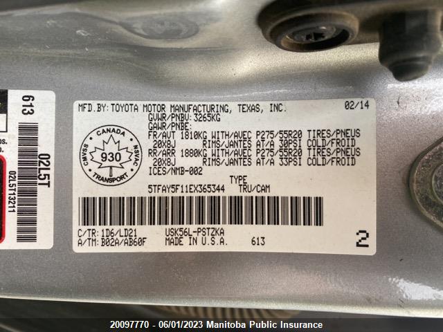 Toyota Tundra Platinum V8 Crewmax  2014 5TFAY5F11EX365344 Image 9
