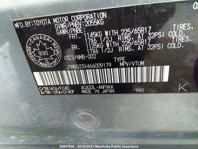 Toyota RAV4 2006 JTMBD33V466009179 Image 10