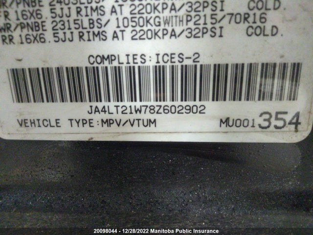 JA4LT21W78Z602902 Mitsubishi Outlander Es