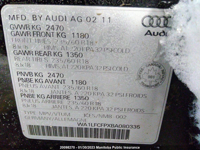 WA1LFCFPXBA080335 Audi Q5