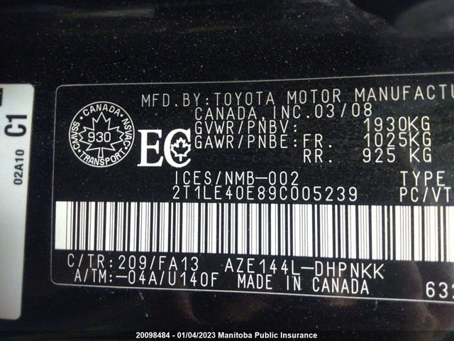 Toyota Matrix 2009 2T1LE40E89C005239 Image 10