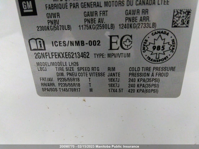 Chevrolet EQUINOX LT 2014 2GNFLFEKXE6213462 Image 9