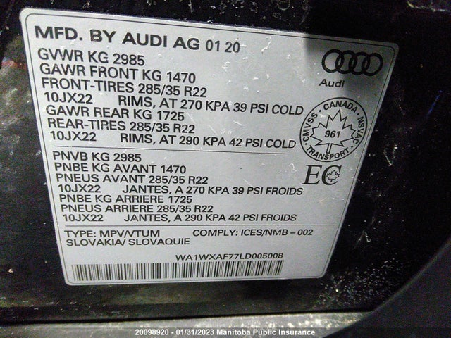 WA1WXAF77LD005008 Audi Q7 Technik 55 3.0 Tfsi