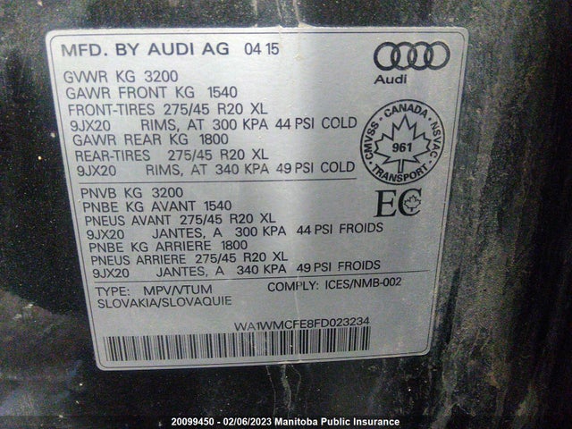 WA1WMCFE8FD023234 Audi Q7 V6 Tdi 