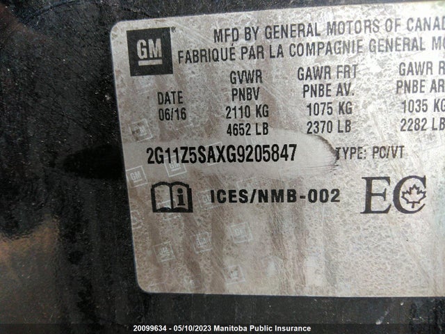 Chevrolet IMPALA LS 2016 2G11Z5SAXG9205847 Image 9