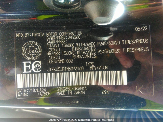 Toyota 4runner V6  2022 JTEKU5JR1N6073160 Image 10