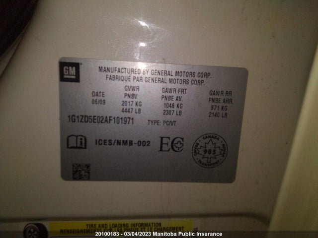 Chevrolet MALIBU LT 2010 1G1ZD5E02AF101971 Image 10