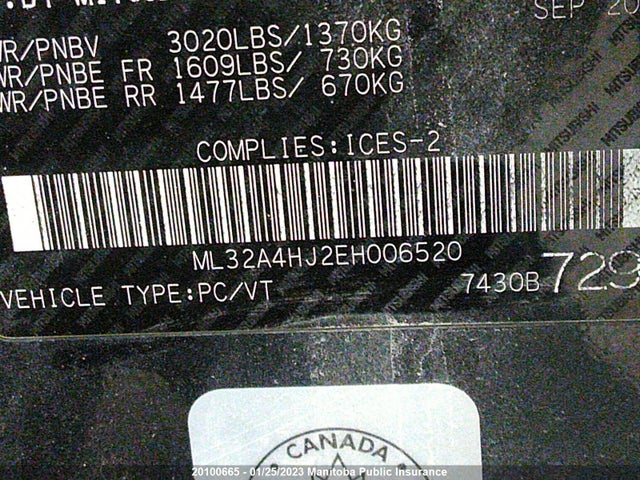 ML32A4HJ2EH006520 Mitsubishi MIRAGE SE
