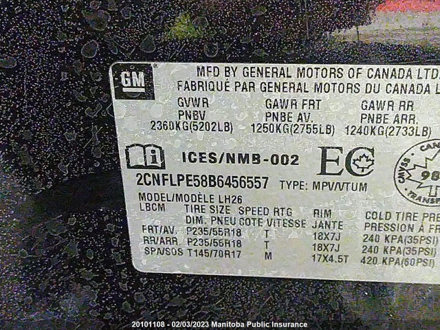 Chevrolet Equinox Ls V6  2011 2CNFLPE58B6456557 Image 10