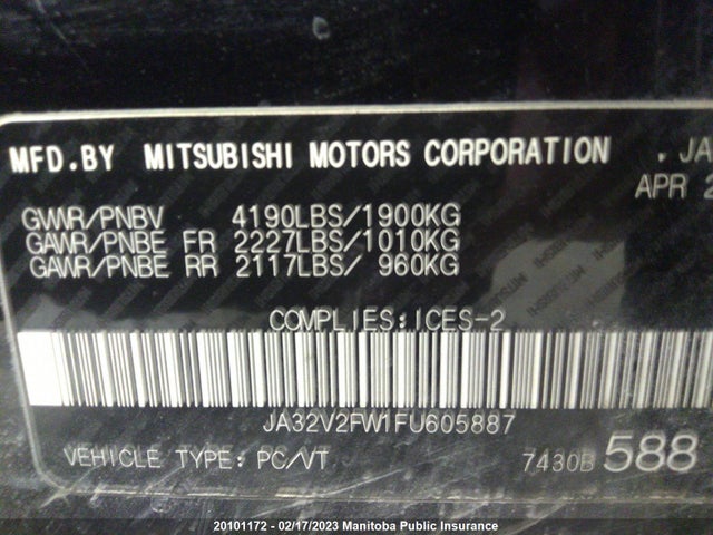 JA32V2FW1FU605887 Mitsubishi Lancer Se