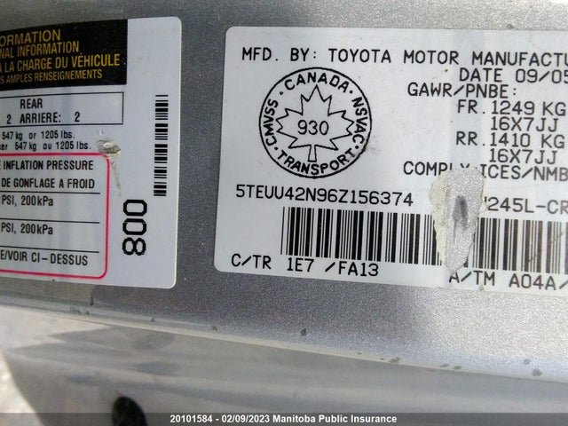 Toyota Tacoma V6 Access Cab  2006 5TEUU42N96Z156374 Image 10