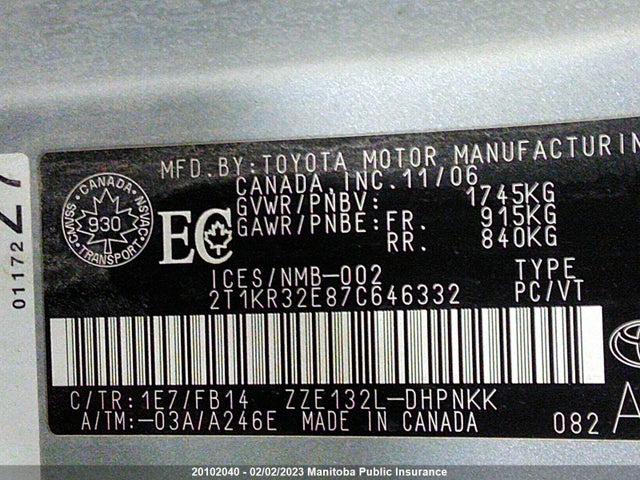 Toyota Matrix 2007 2T1KR32E87C646332 Image 10