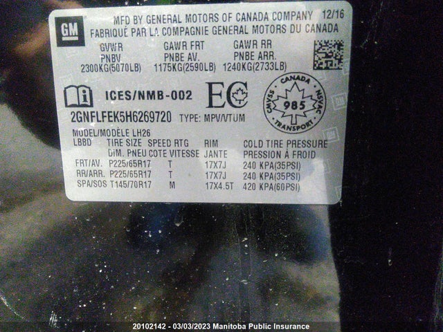 Chevrolet EQUINOX LT 2017 2GNFLFEK5H6269720 Image 10