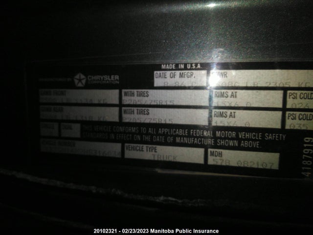 Dodge DAKOTA 1987 1B7GN14M2HS316034 Image 10