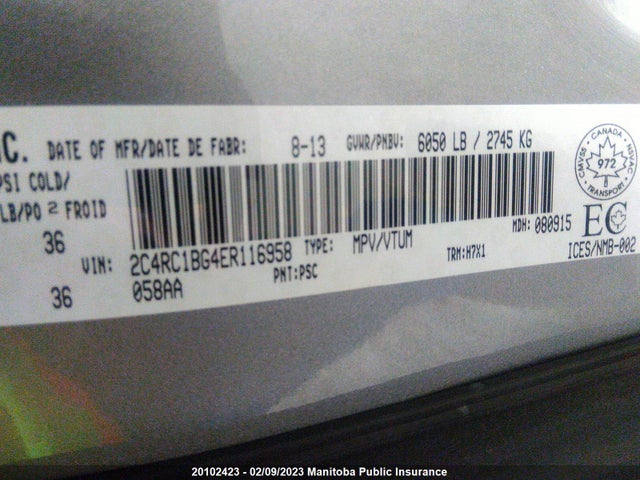 2C4RC1BG4ER116958 Chrysler Town & Country Touring