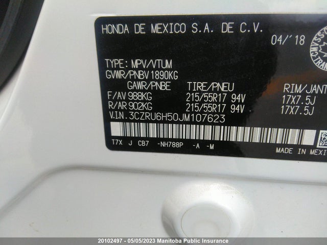 Honda HR-V EX 2018 3CZRU6H50JM107623 Image 9