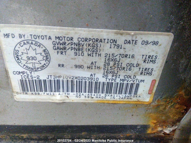 Toyota RAV4 1999 JT3HP10V2X0203910 Image 10