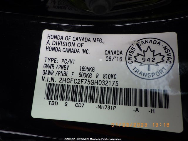 Honda CIVIC EX 2016 2HGFC2F75GH032175 Image 10
