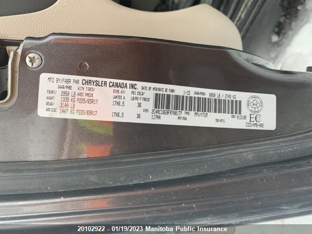 2C4RC1BG9FR708177 Chrysler Town & Country Touring