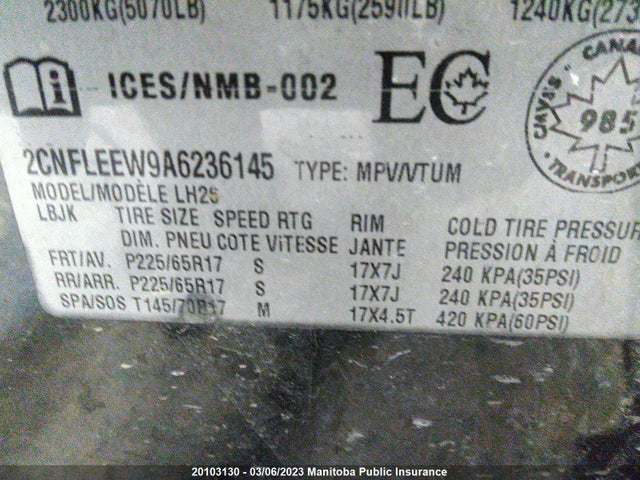 Chevrolet EQUINOX LT 2010 2CNFLEEW9A6236145 Image 10