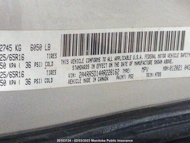 2A4RR5D14AR228162 Chrysler Town & Country Touring