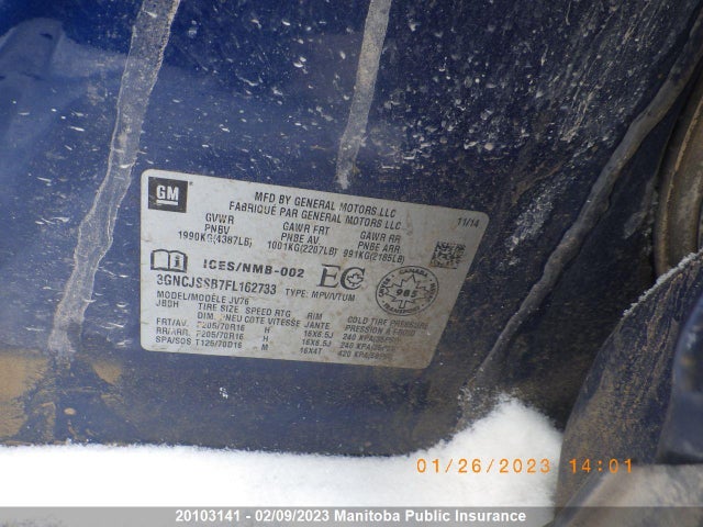 Chevrolet Trax Lt 2015 3GNCJSSB7FL162733 Image 7
