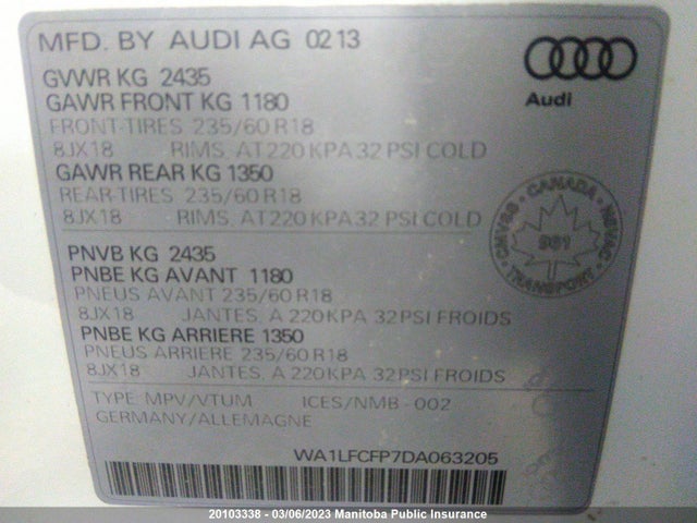 WA1LFCFP7DA063205 Audi Q5
