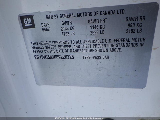 Chevrolet Impala Ltz V6  2008 2G1WU583689226225 Image 9