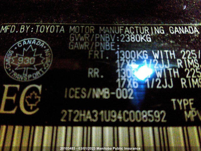 2T2HA31U94C008592 Lexus Rx330 