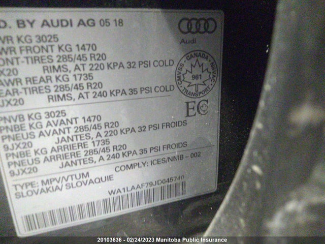 WA1LAAF79JD045740 Audi Q7 V6 