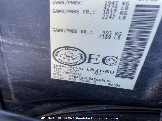 Nissan Altima 2.5 S 2010 1N4AL2AP5AC182660 Image 9