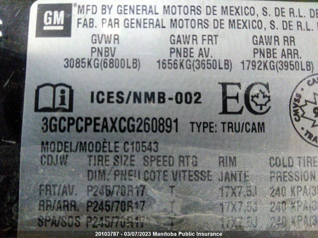 Chevrolet Silverado 1500 Wt Crew Cab  2012 3GCPCPEAXCG260891 Image 10