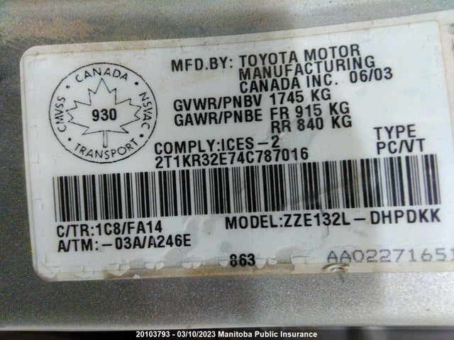 Toyota Matrix Xr 2004 2T1KR32E74C787016 Image 10