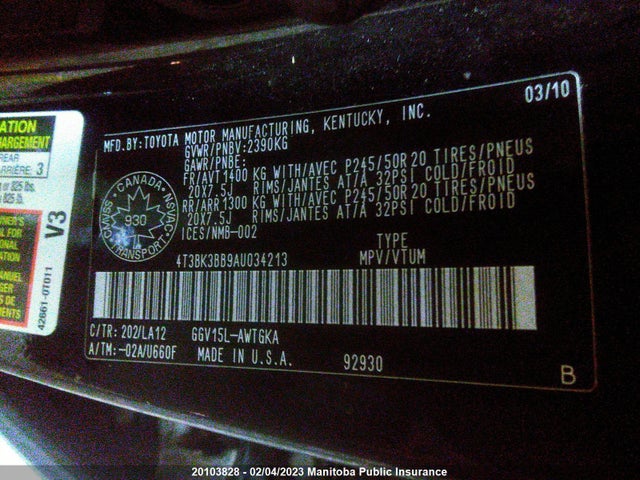 Toyota Venza V6 2010 4T3BK3BB9AU034213 Image 10