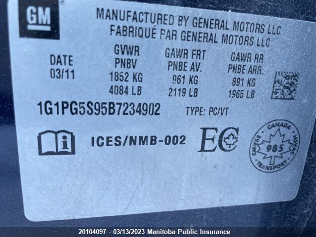 Chevrolet Cruze Lt Turbo  2011 1G1PG5S95B7234902 Image 9