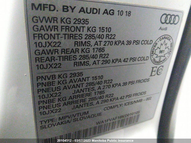 WA1FVAF18KD010105 Audi Q8 Technik