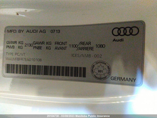 WAUVFBFR7EA010108 Audi A5 2.0t Quattro 