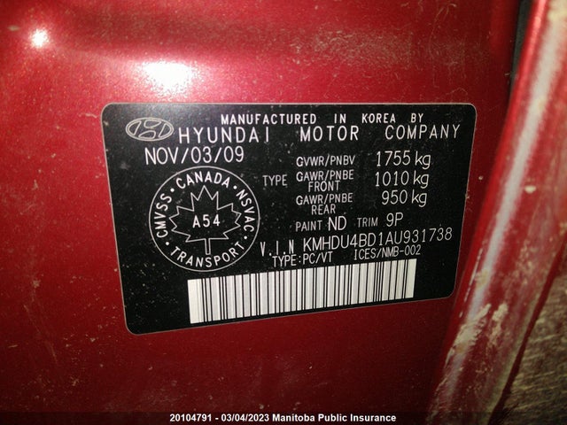 Hyundai ELANTRA GL 2010 KMHDU4BD1AU931738 Image 10
