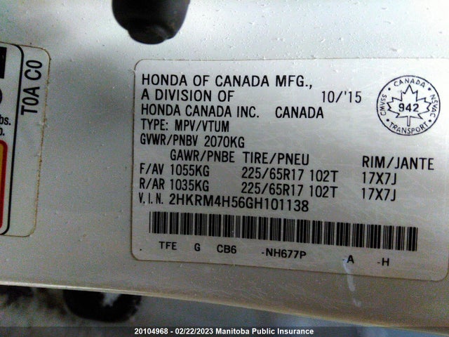 Honda CR-V EX 2016 2HKRM4H56GH101138 Image 9