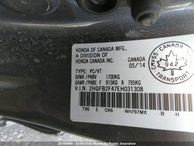 Honda Civic Lx 2014 2HGFB2F47EH031308 Image 10