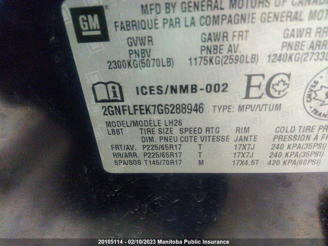 Chevrolet EQUINOX LT 2016 2GNFLFEK7G6288946 Image 10