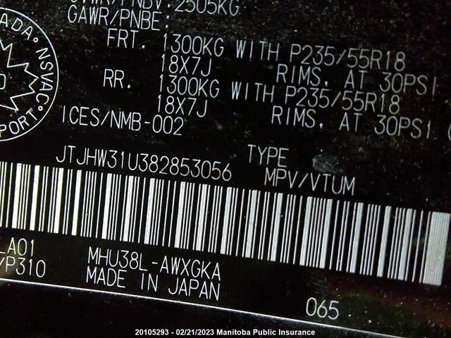 JTJHW31U382853056 Lexus Rx400h