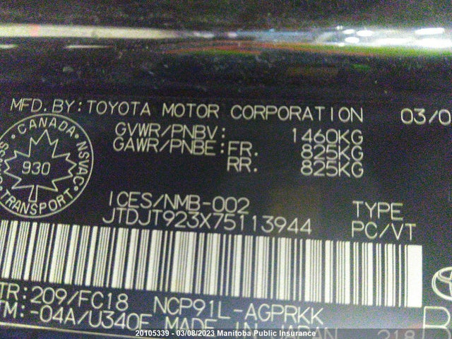 Toyota Yaris Ce 2007 JTDJT923X75113944 Image 10
