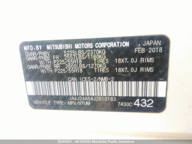 JA4J24A54JZ610183 Mitsubishi Outlander Se Hybrid