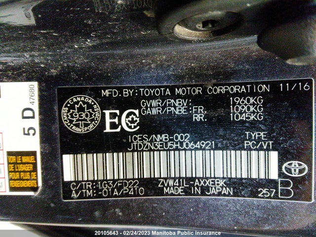 Toyota PRIUS V 2017 JTDZN3EU5HJ064921 Image 10
