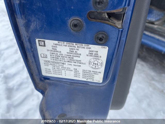 Chevrolet Silverado 1500 Ext Cab 2003 1GCEC19Z93Z277461 Image 9
