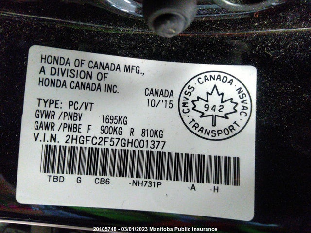 Honda Civic Lx 2016 2HGFC2F57GH001377 Image 10