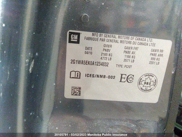 Chevrolet Impala Ls V6  2010 2G1WA5EK0A1234832 Image 10